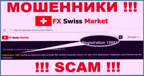Как представлено на официальном онлайн-ресурсе жуликов FX SwissMarket: 13957 - это их регистрационный номер