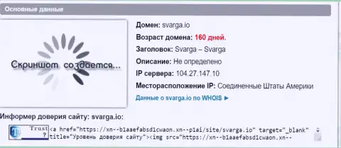 Возраст домена Форекс дилинговой компании Сварга, согласно информации, полученной на интернет-портале doverievseti rf