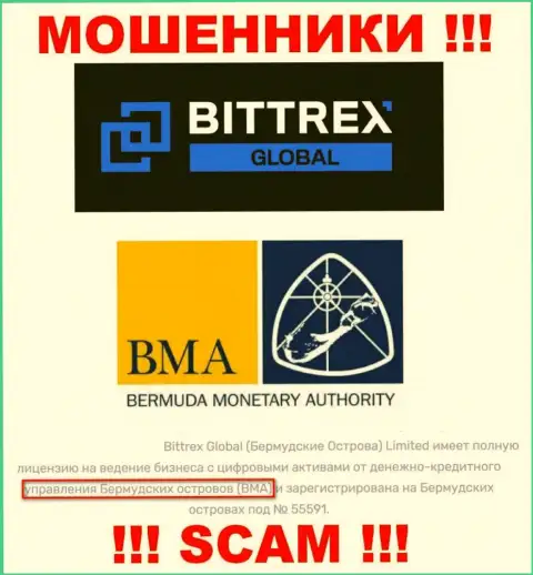 И контора Global Bittrex Com и ее регулятор: Bermuda Monetary Authority (BMA), являются мошенниками