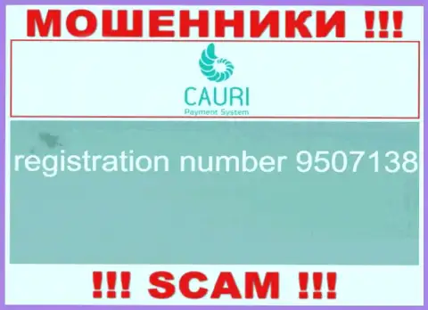 Регистрационный номер, который принадлежит жульнической конторе Cauri LTD - 9507138