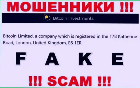 Адрес компании Bitcoin Limited на официальном web-портале - фейковый !!! БУДЬТЕ ОСТОРОЖНЫ !!!