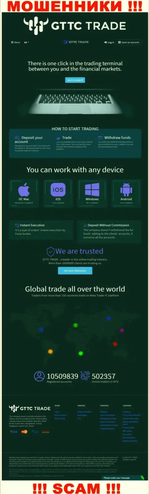 Ложь на страничках сайта ворюг GTTC Trade