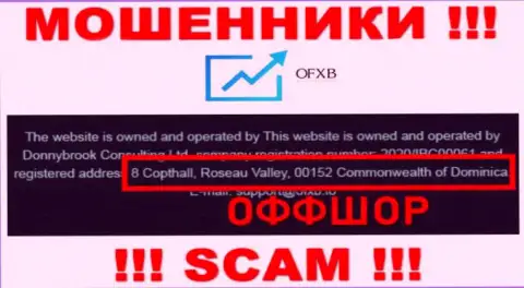 Контора OFXB пишет на сайте, что находятся они в оффшоре, по адресу: 8 Copthall, Roseau Valley, 00152 Commonwealth of Dominica