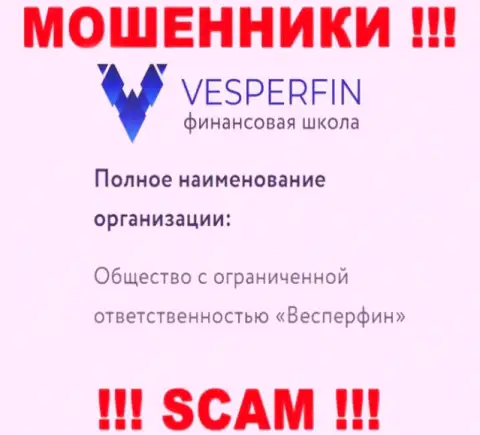 Сведения про юридическое лицо мошенников ВесперФин - ООО Весперфин, не обезопасит Вас от их загребущих лап