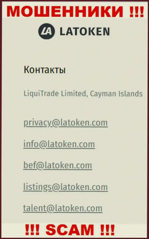 Электронная почта воров Latoken Com, приведенная у них на ресурсе, не пишите, все равно сольют