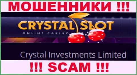 Организация, управляющая мошенниками CrystalSlot - это Crystal Investments Limited