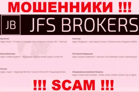 JFS Brokers на своем информационном сервисе указали фейковые сведения относительно официального адреса