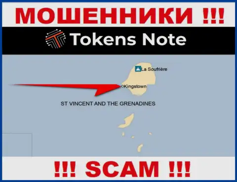 Оффшорное место регистрации Tokens Note - на территории Kingstown, St Vincent and the Grenadines