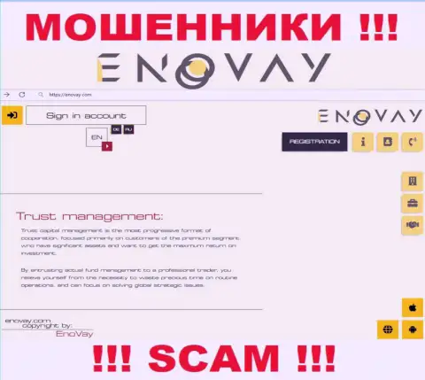 Вид официального веб-сайта преступно действующей конторы EnoVay Com