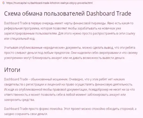 Обзор манипуляций ворюги DashBoard GT-TC Trade, который найден на одном из internet-сайтов