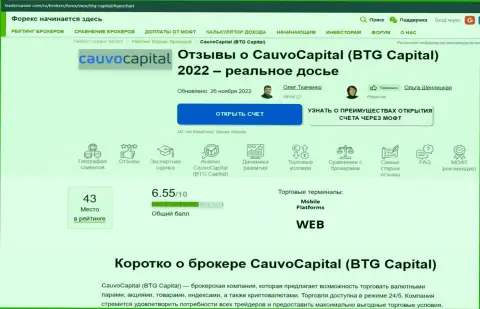 Разбор деятельности брокерской организации Cauvo Capital в информационном материале на сервисе трейдерсюнион ком