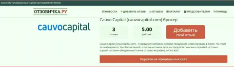 Компания Cauvo Capital, в краткой публикации на web ресурсе otzovichka ru